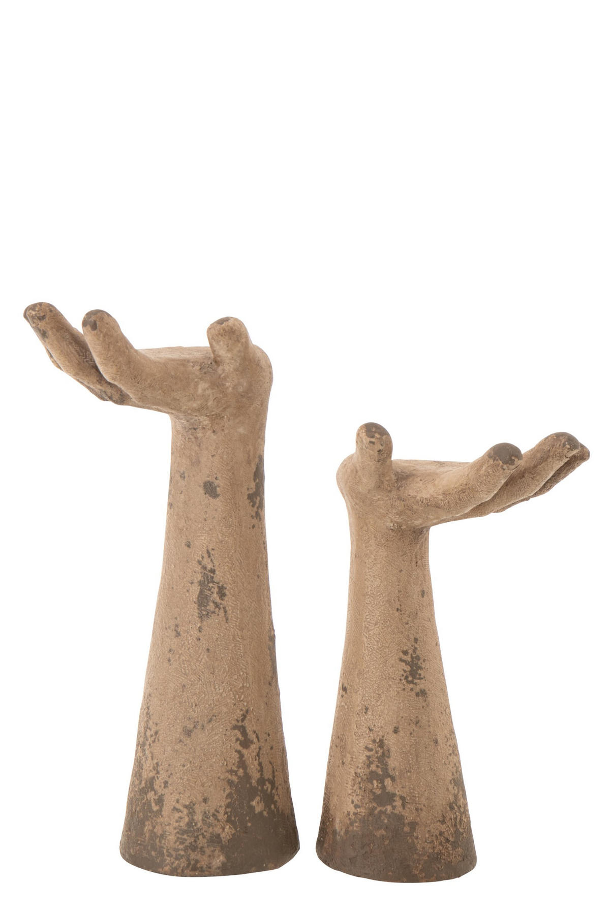 DEKOOBJEKT HÄNDE ANTIK AUßEN - Beige, Glas/Naturmaterialien (20/50/27cm) - J-Line