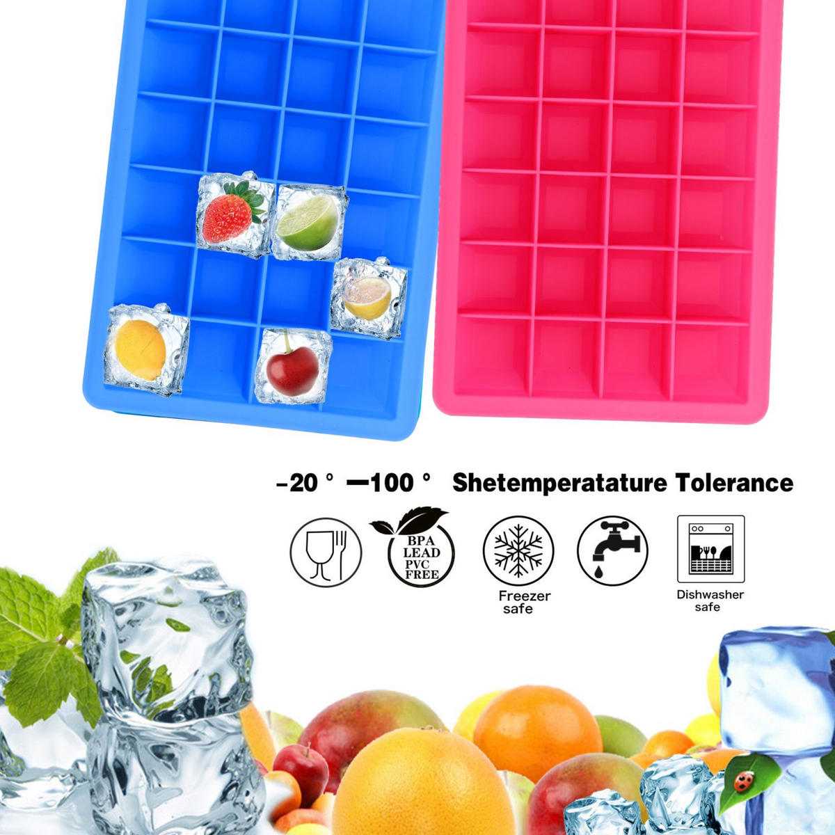 EISWÜRFELFORM 2er Set - Blau, Kunststoff (13/2.5/18cm) - Intirilife