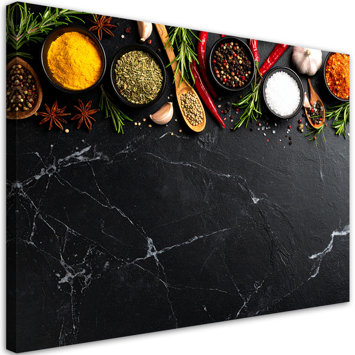 LEINWANDBILD Bunte Gewürze und Kräuter Pflanzen 120x80cm - Grau, Textil (120/80cm) - Feeby