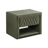 NACHTTISCH DANIELE – 1 Schublade & 1 Ablage – Samt – Olivgrün - Grün, Textil (50/41/35cm) - Vente-Unique