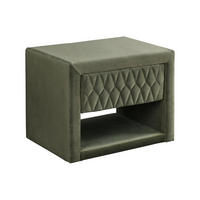 NACHTTISCH DANIELE – 1 Schublade & 1 Ablage – Samt – Olivgrün - Grün, Textil (50/41/35cm) - Vente-Unique