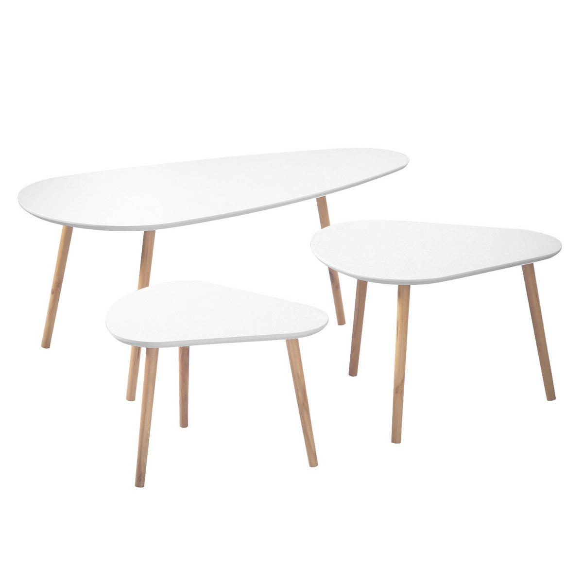 BEISTELLTISCH in weiß und in Holzoptik - 3er set - 103/50/42 cm - Weiß, Holzwerkstoff (103/50/42cm) - Calicosy