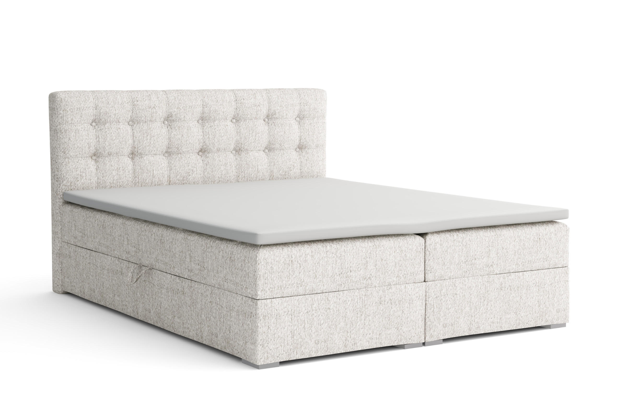 BOXBETT CINDY 180/200 in Stoff Creme H3 - Creme, Holz/Holzwerkstoff (180/200cm) - Deine Möbel 24