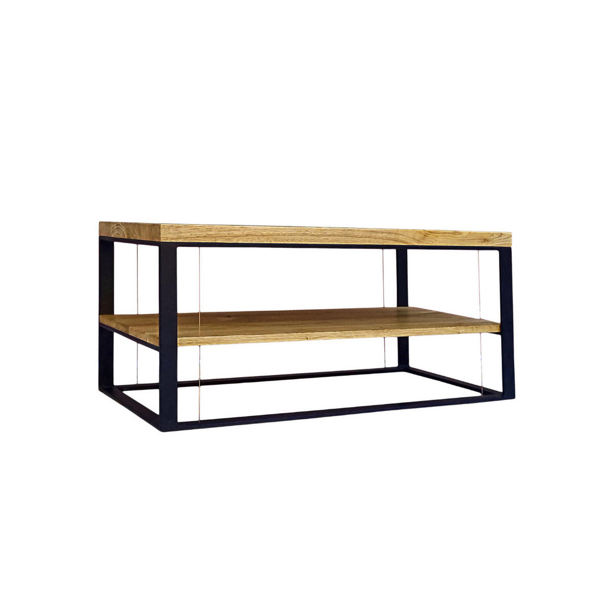WOHNZIMMERTISCH Industrie Optik aus Massivholz fürs Wohnzimmer IBSEN - Eichefarben, Holz (50/100/45cm) - Rawood Furniture