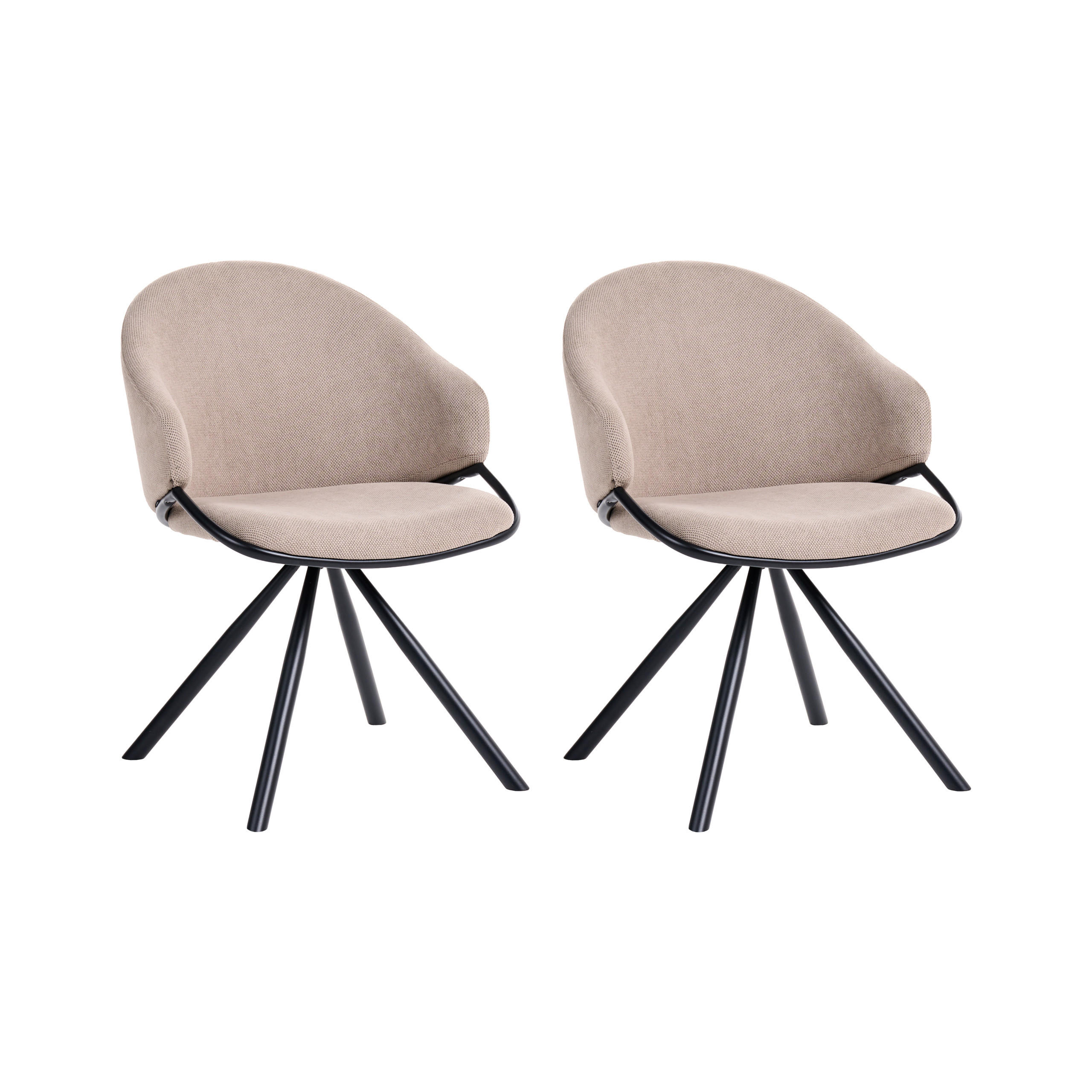 ESSZIMMERSTUHL 2er Set Stoff Taupe Mystic - Taupe/Beige, Textil (58/83/62cm) - Beliani