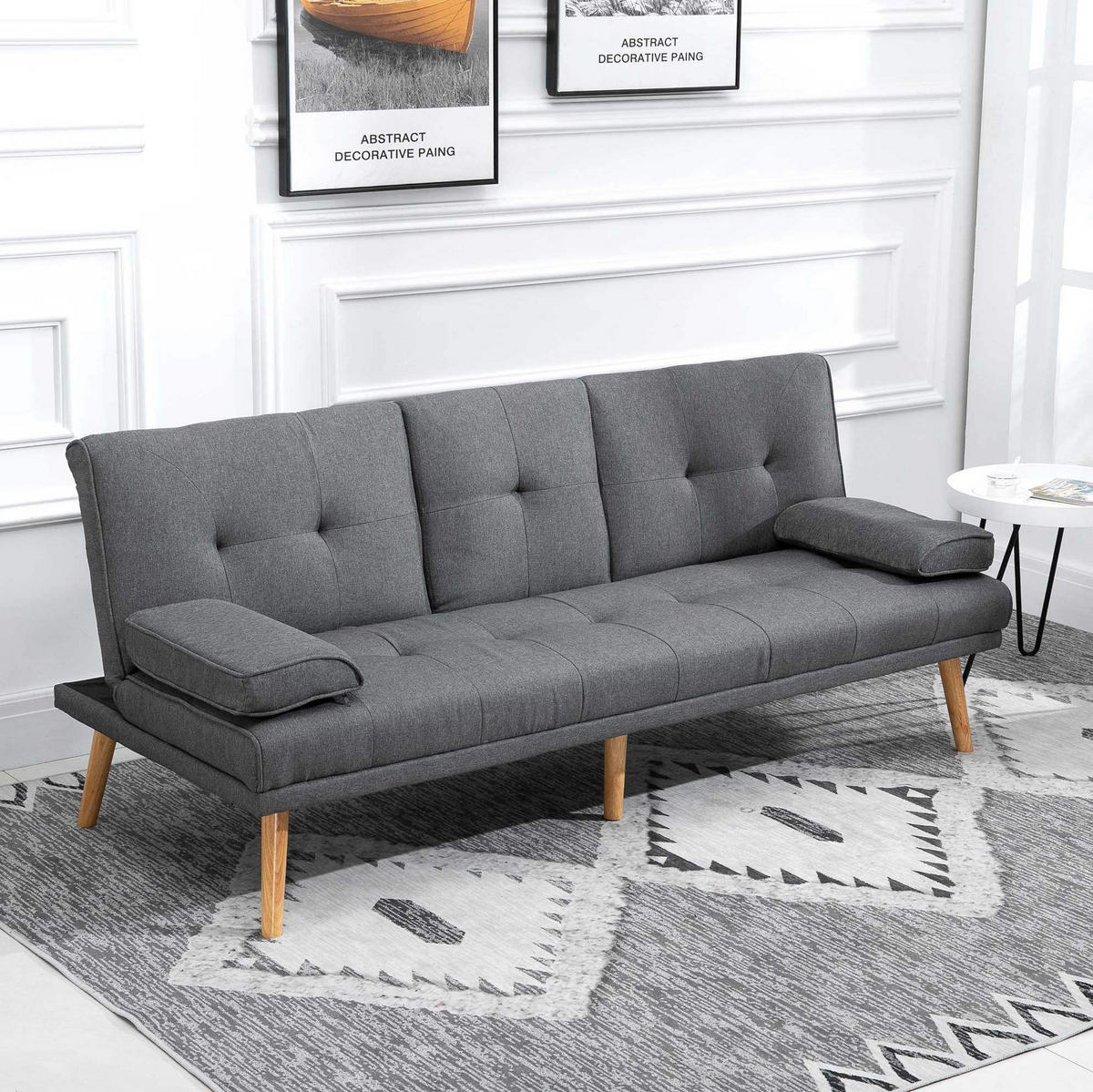 SCHLAFSOFA 3-Sitzer mit Schlaffunktion 181 x 77 x 78 cm Polyester Dark Gray - Dunkelgrau, Textil (181/78/77cm) - IVMEU