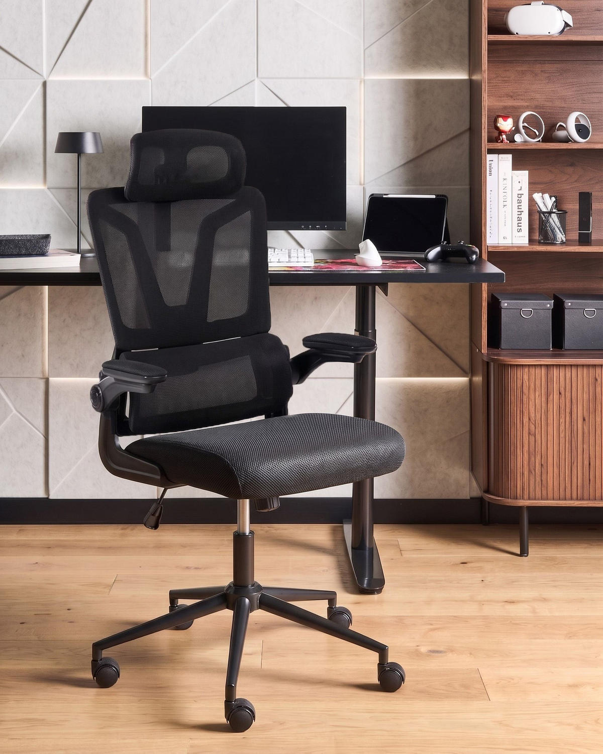 BÜROSTUHL Schwarz Kryos - Schwarz, Textil (64/116/64cm) - Beliani