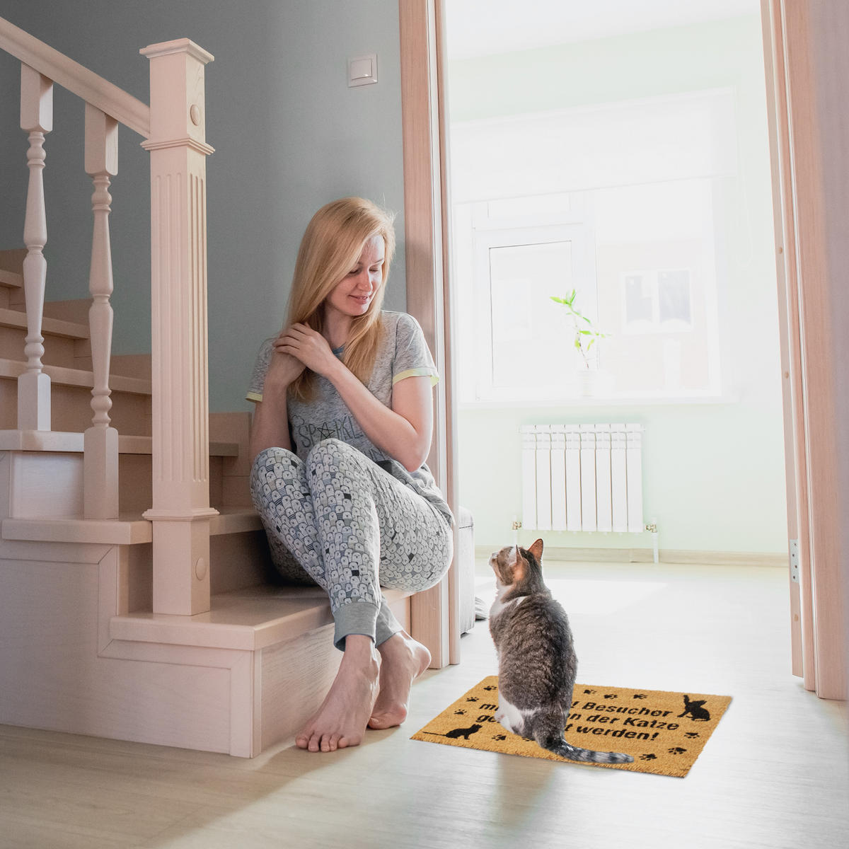 KOKOSFUSSMATTE - Hellbraun, Kunststoff/Textil (60/40cm) - Relaxdays