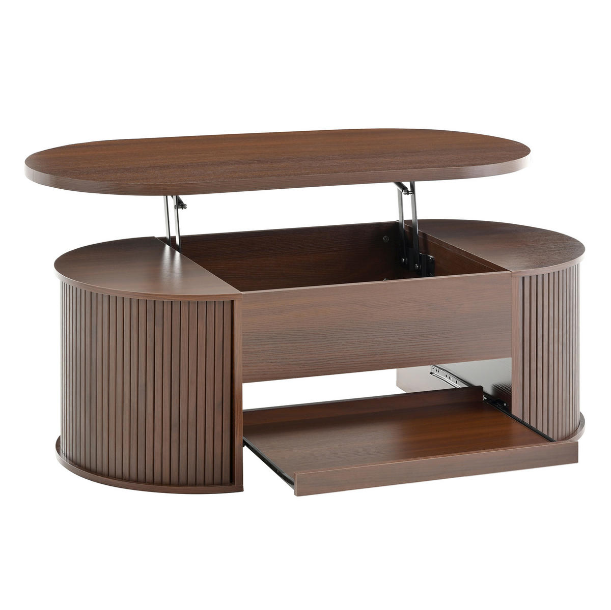 KONFERENČNÍ stolek 110/55,5/40 cm ořechová z MDF s výklopnou deskou a úložným prostorem - přírodní, kompozitní dřevo (110/55.5/40cm) - OKWISH