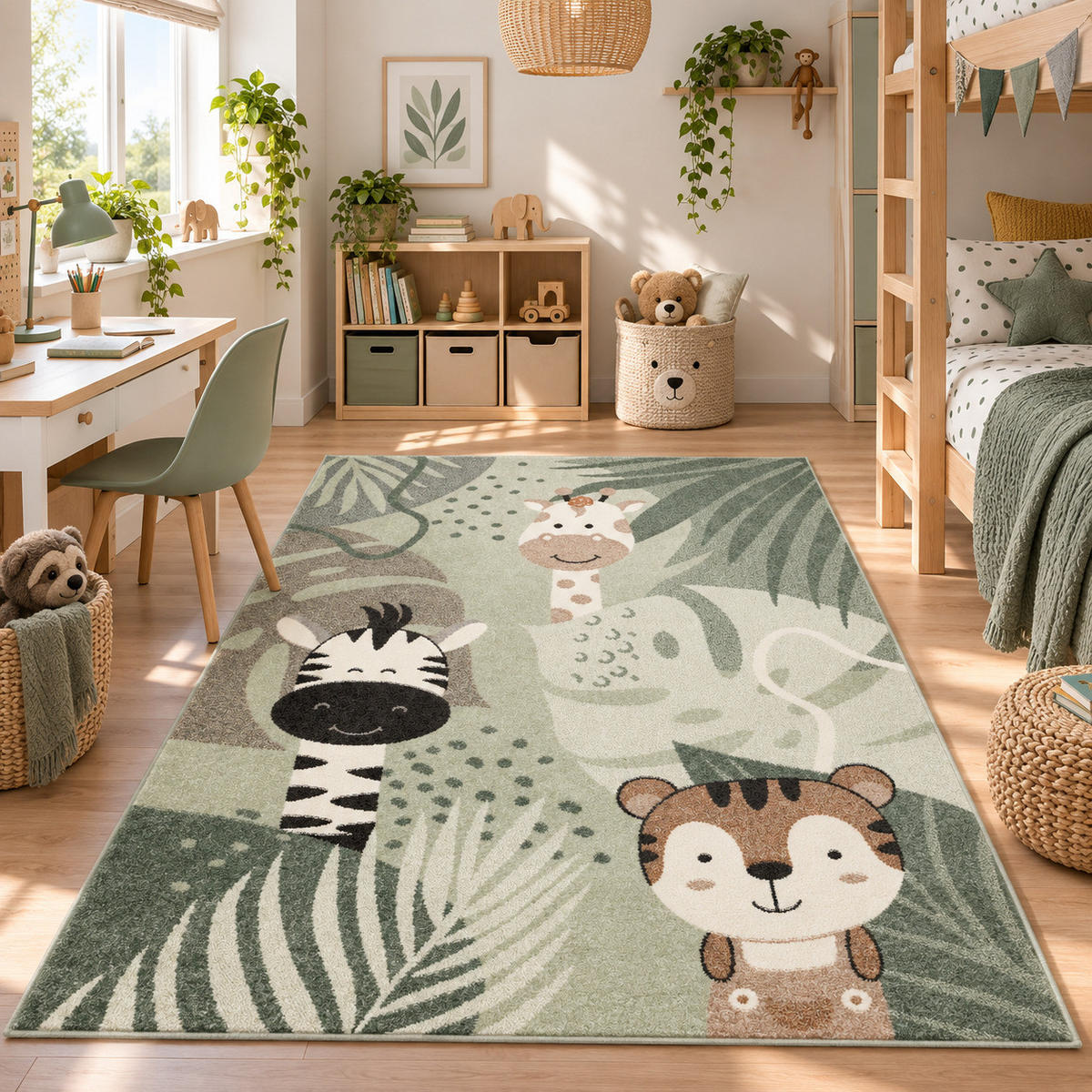 KINDER TEPPICH SOFTSTAR KIDS SAFARI ANIMAL FRIENDS - Grün, Textil (160/230cm) - Pergamon