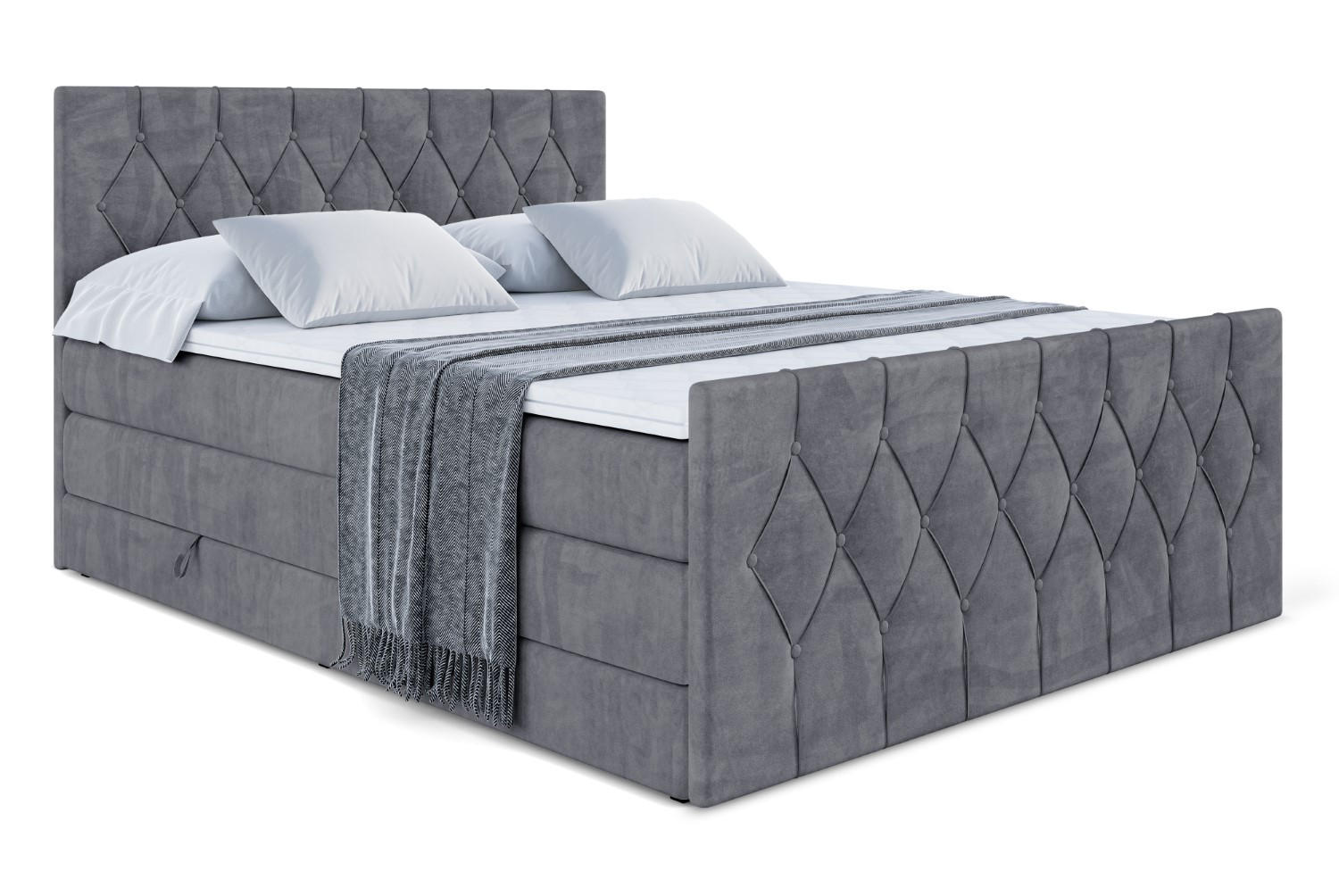 BOXSPRINGBETT VELANTO-Z KING - 120 x 200 - H3/H4 - Dunkelgrau - Dunkelgrau, Holzwerkstoff (120/200cm) - ALTDECOR