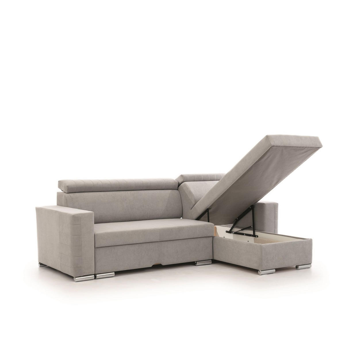 ECKSOFA Canton In Camelia - Hellgrau, Holzwerkstoff/Textil (260/173cm) - Fun Möbel