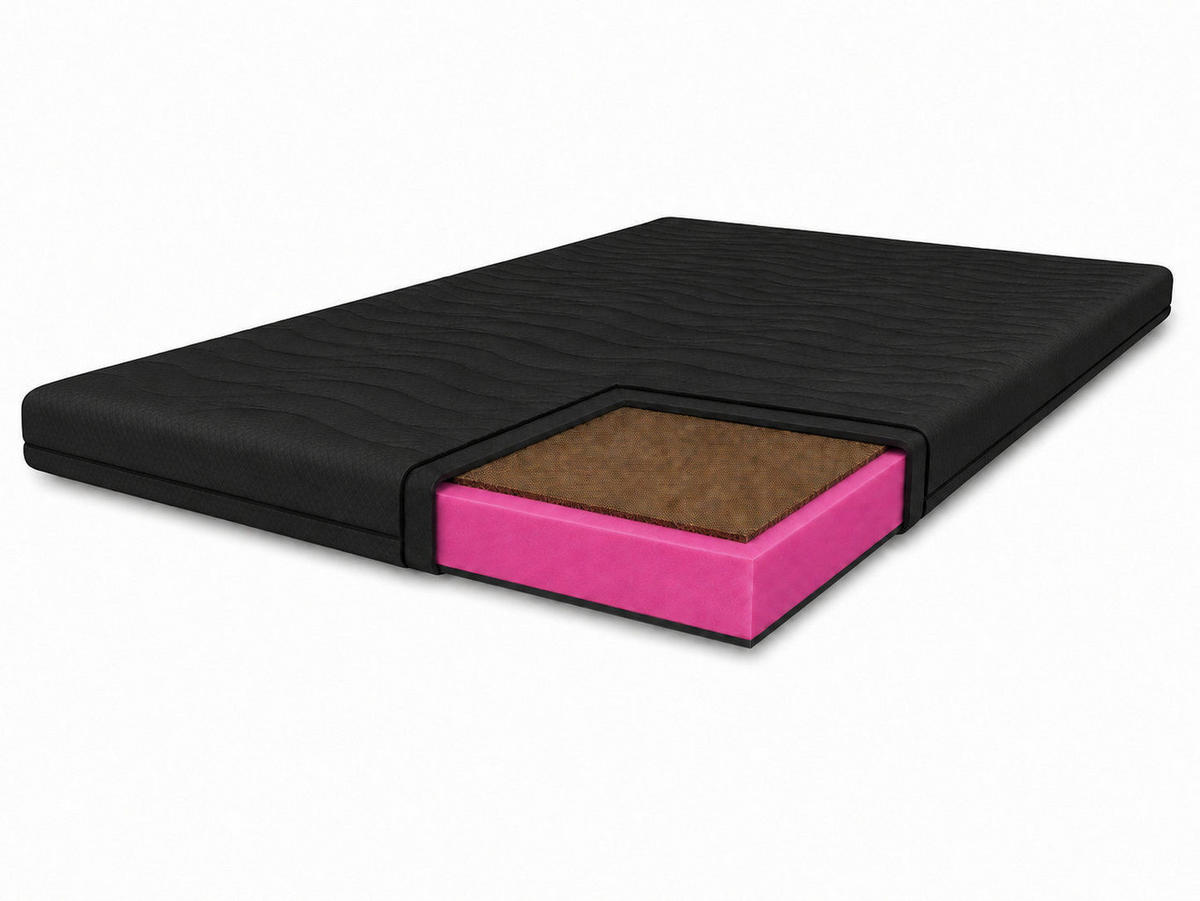 MARPUR TOP5 Kokos Topper 160x200 cm H4, 5 cm, Schwarz - Schwarz, Textil (160/200cm) - Marpur