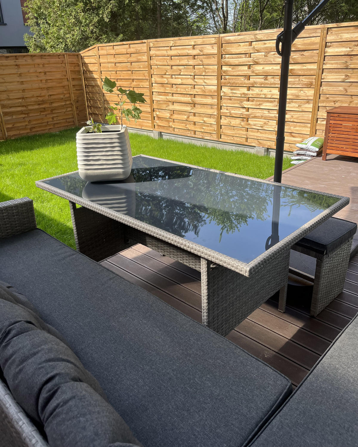 LOUNGE-SET 8-Sitzer grau Viterbo - Hellgrau, Kunststoff - Beliani