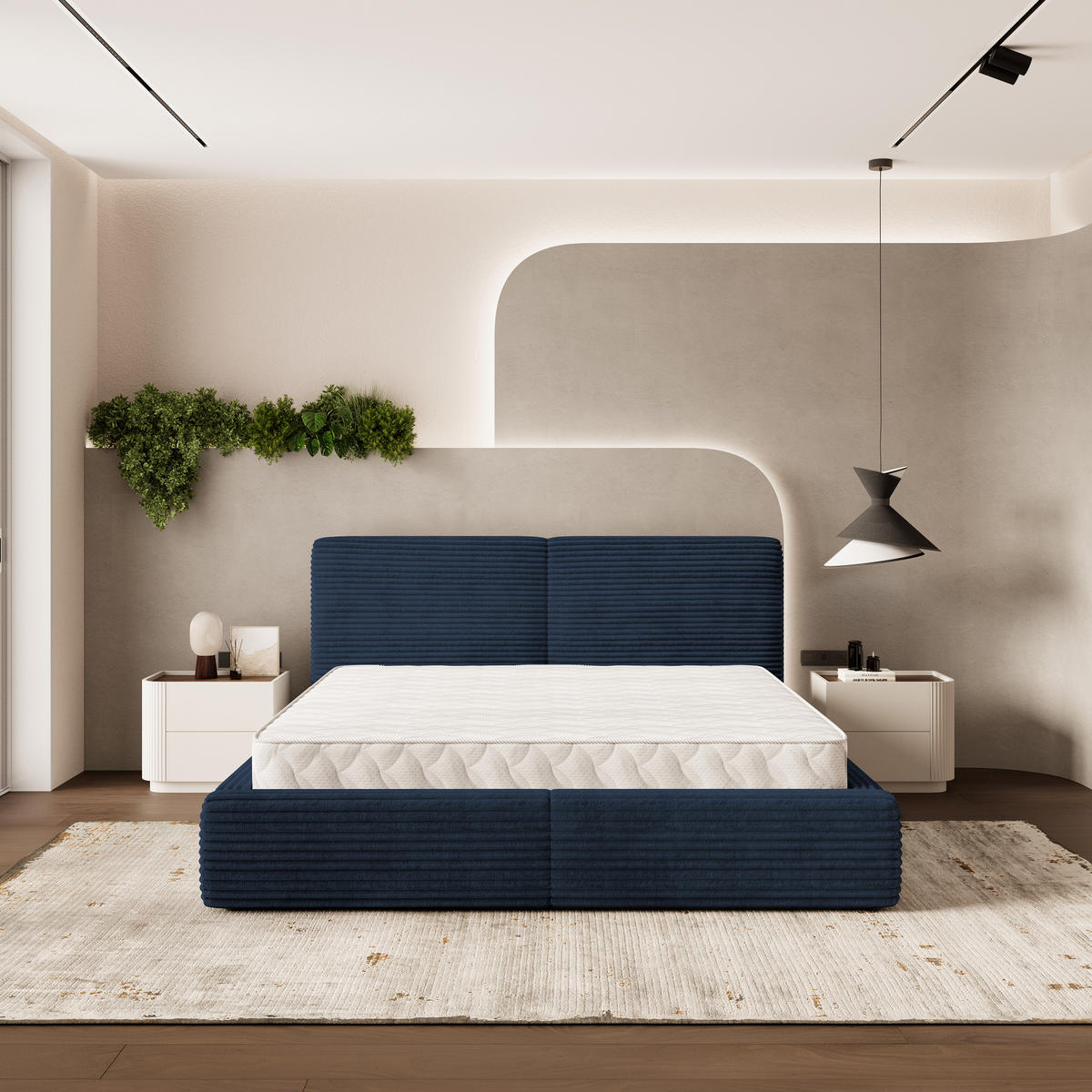 ČALOUNĚNÁ Postel FELURO 160x200 cm Modrá - modrá, kompozitní dřevo/textil (160/200cm) - MASSENO