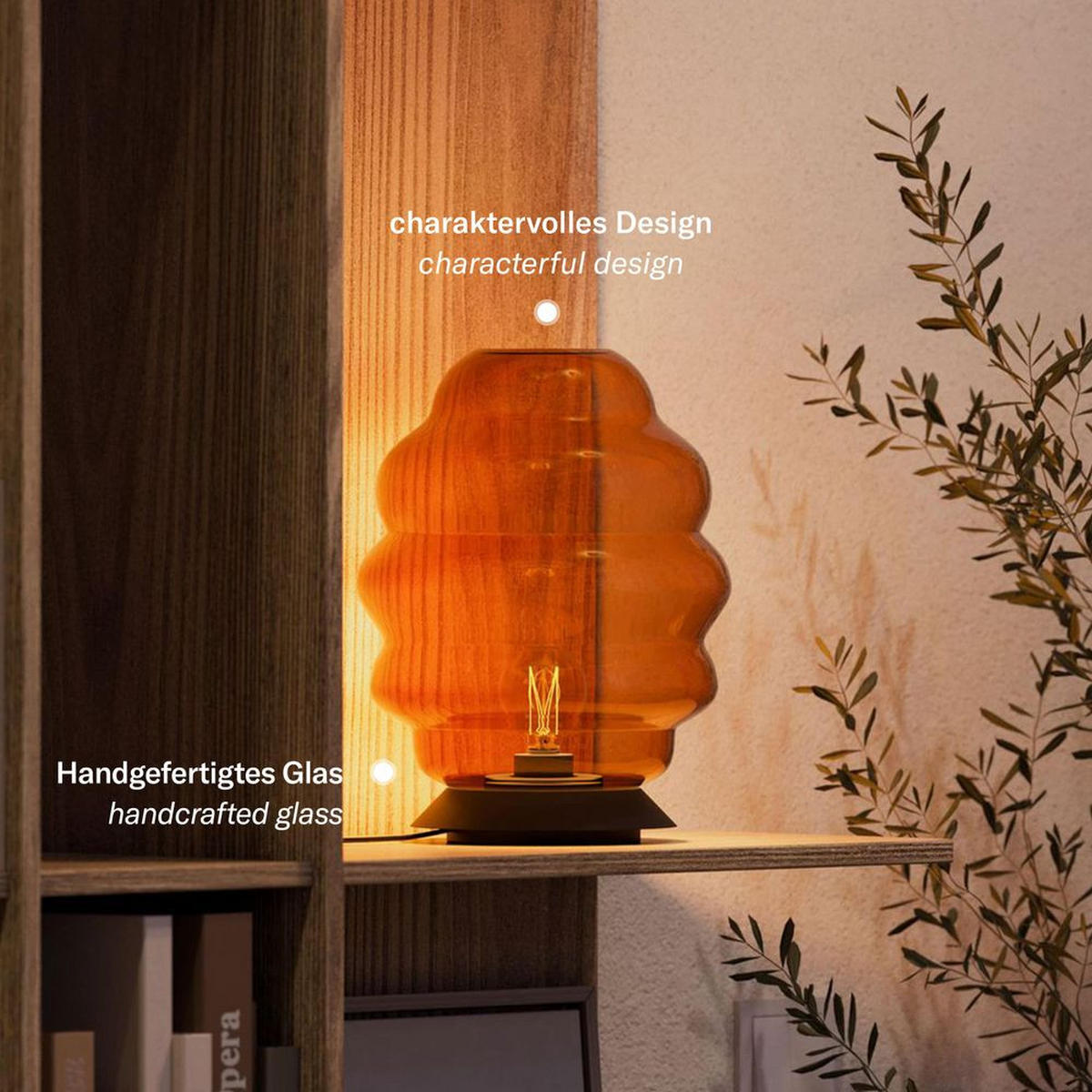 TISCHLAMPE Velo Rauch Ø 25cm - Grau, Glas (25/25/31cm) - s.luce