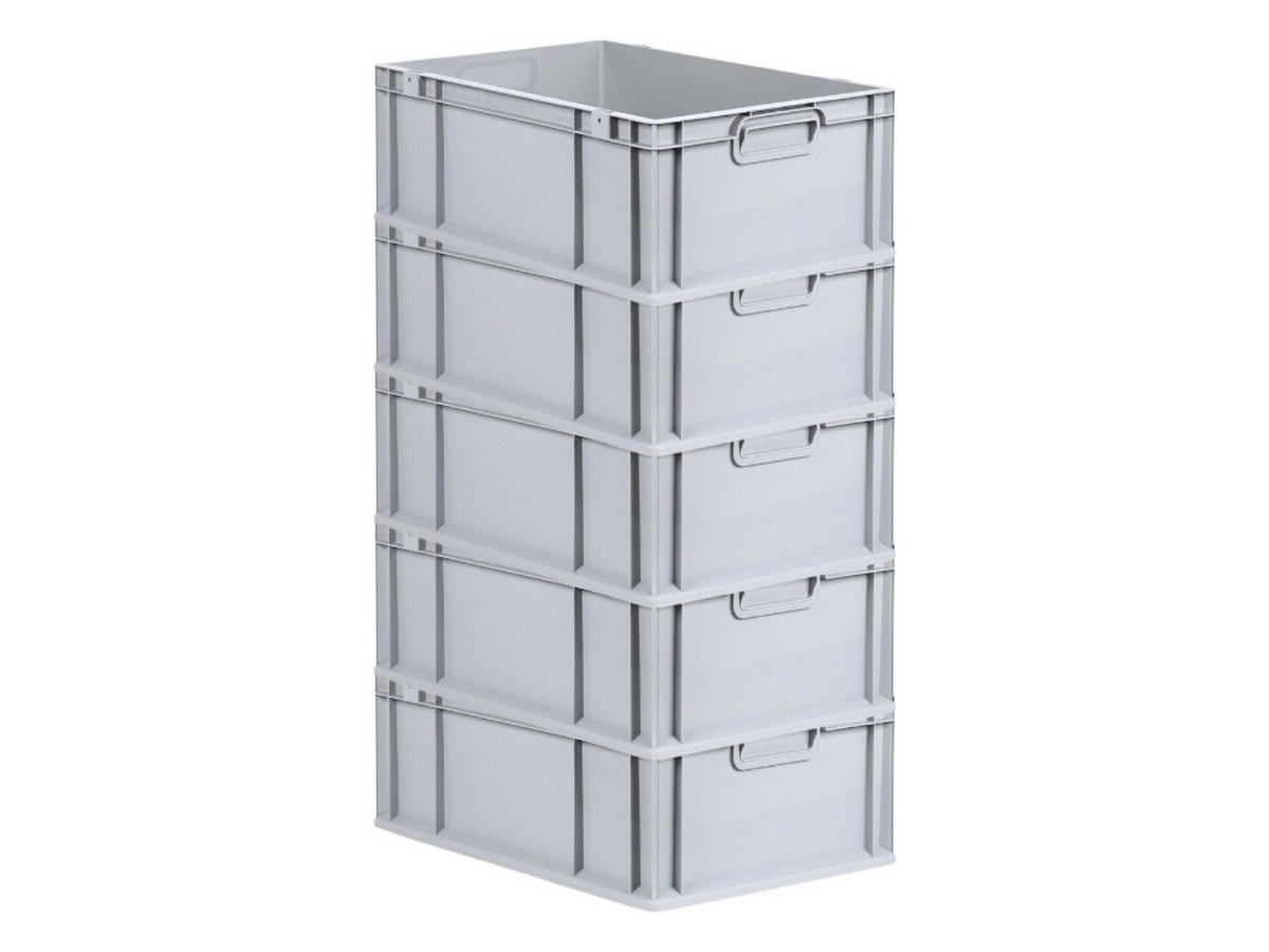 EUROBOX 5x Nextgen Economy Griffe Geschlossen 22x40x60cm 44 Liter - Grau, Kunststoff (40/22/60cm) - PROREGAL