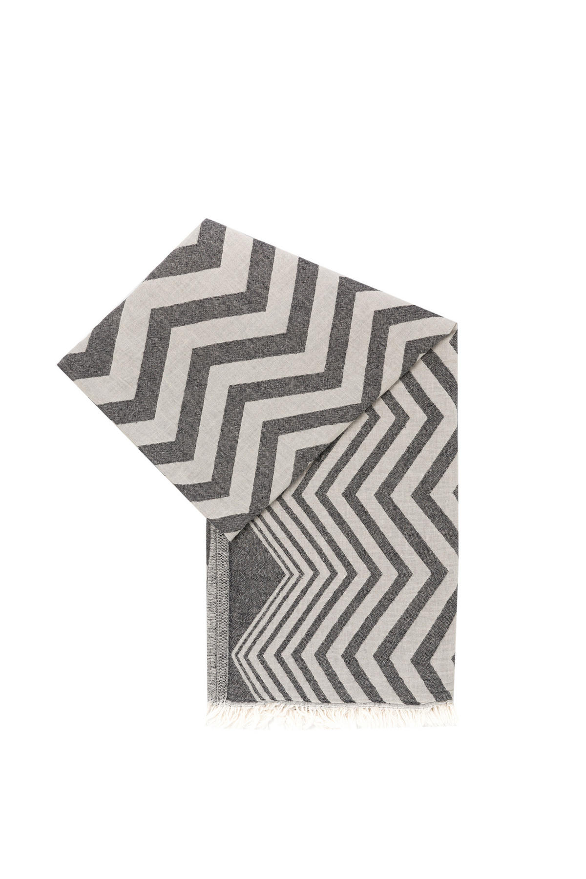 HAMAMTUCH Saunatuch Schwarz Zickzack für Babys geeignet 100%Baumwolle - Schwarz, Textil (100/180cm) - Villa Möbel
