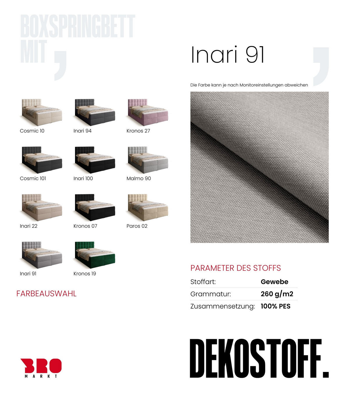 BOXBETT Detroit mit Topper 140/200 Grau - Grau, Textil (140/200cm) - Bromarkt