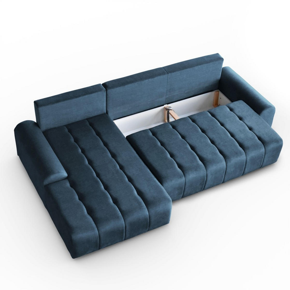 ECKSCHLAFSOFA Costa L Dunkelblau links - Schwarz/Dunkelblau, Kunststoff/Textil (290/169cm) - Beautysofa