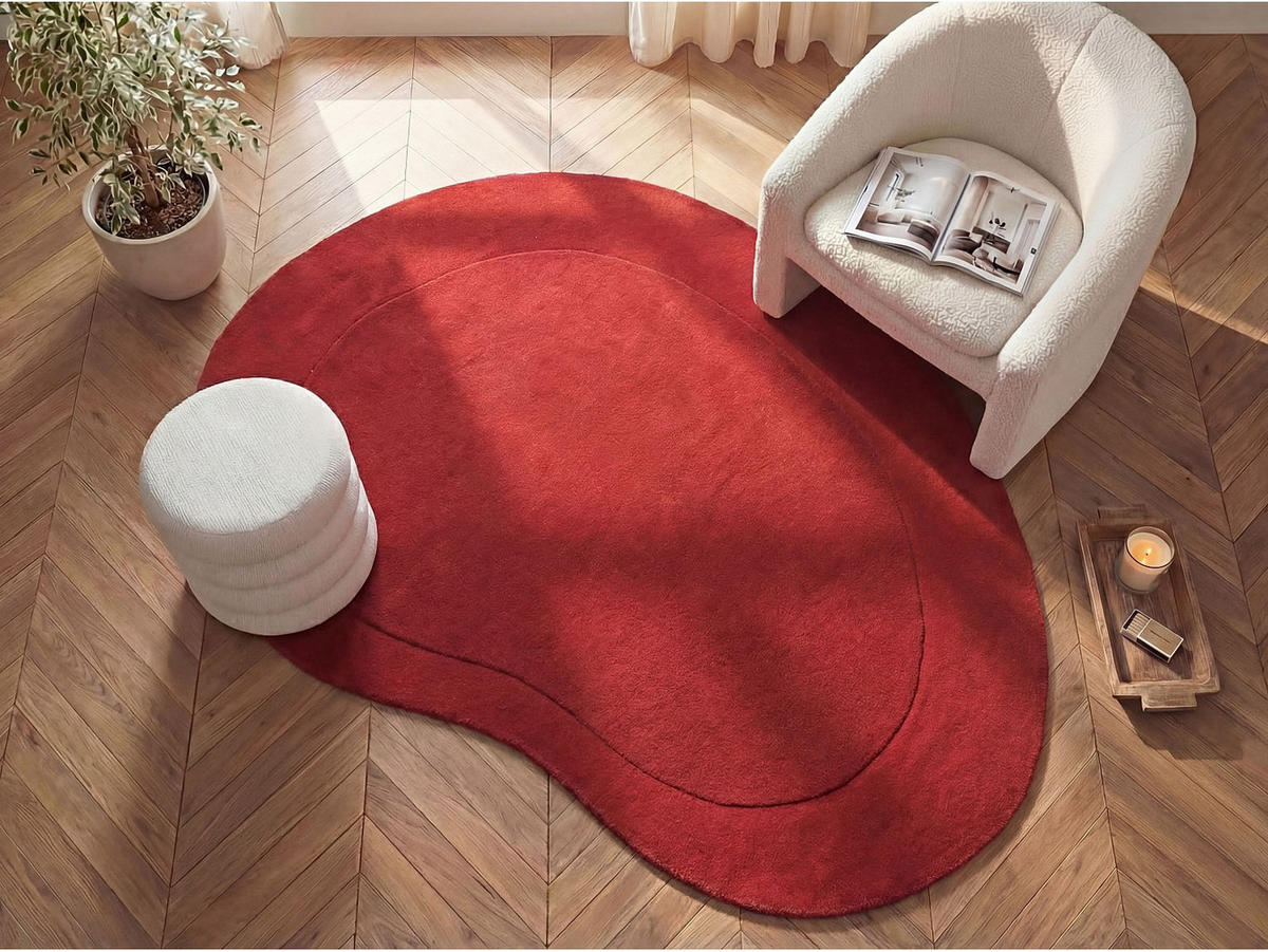 WOHNZIMMERTEPPICH - 230 cmcm x 160 cmcm - Stoff - Rot - ORUNI - Rot, Textil (230/160cm) - Vente-Unique