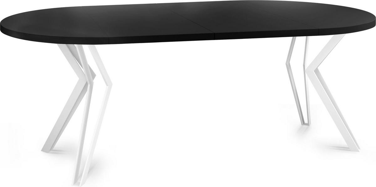 ESSTISCH Austin runder ausziehbarer, Schwarz 120-200/100/76 cm - Schwarz/Weiß, Holzwerkstoff/Metall (120/200/76cm) - WFL GROUP