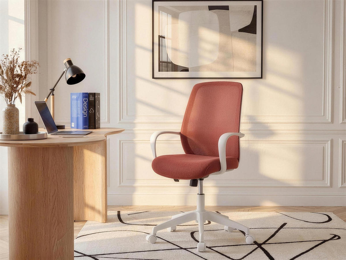 BÜROSTUHL ohne Armlehnen - 60.5 x 61.5 - stoff - terracotta, weiß Vatista - Weiß, Textil (60.5/103/61.5cm) - Vente-Unique