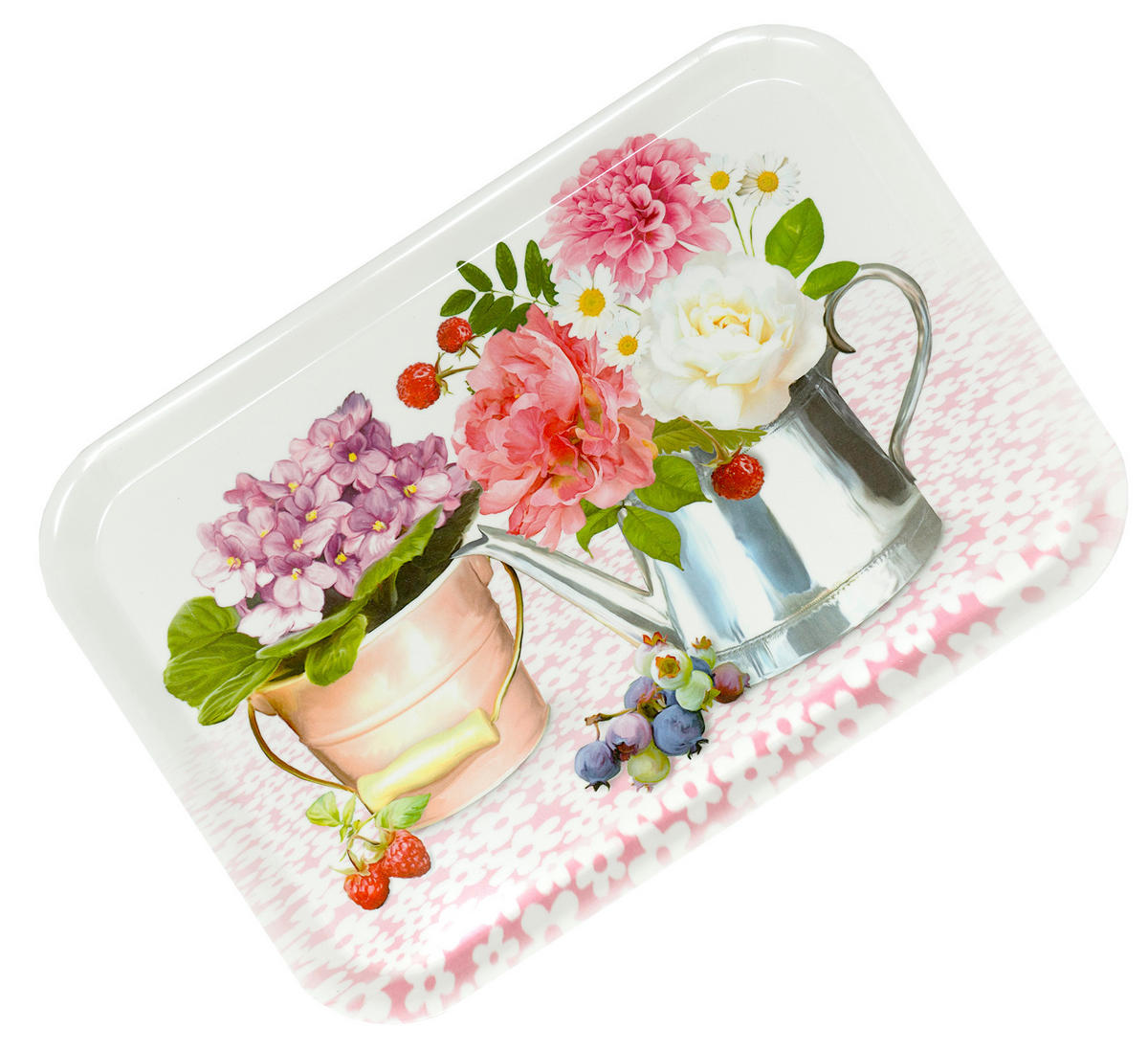 TABLETT Pfingstrose, rechteckige Melamin Serviertablett 38x26 cm - Rosa, Kunststoff (26/2/38cm) - Lashuma