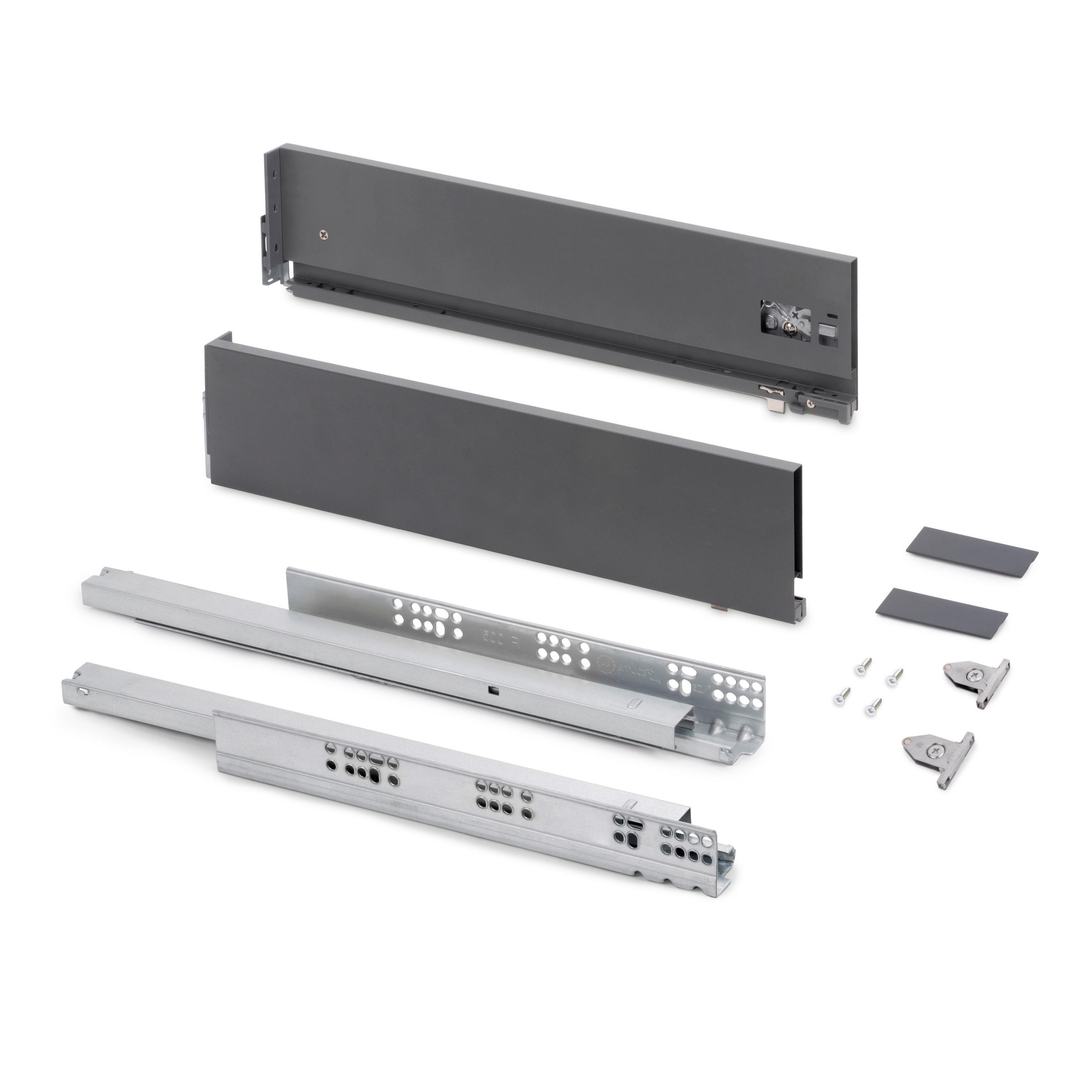 AUSSENSCHUBLADE Vertex mit 3D-Regelung, Höhe 131mm, 40Kg, Tiefe 400mm, Stahl, Anthrazitgrau - Anthrazit, Metall (1.3/14/40cm) - EMUCA