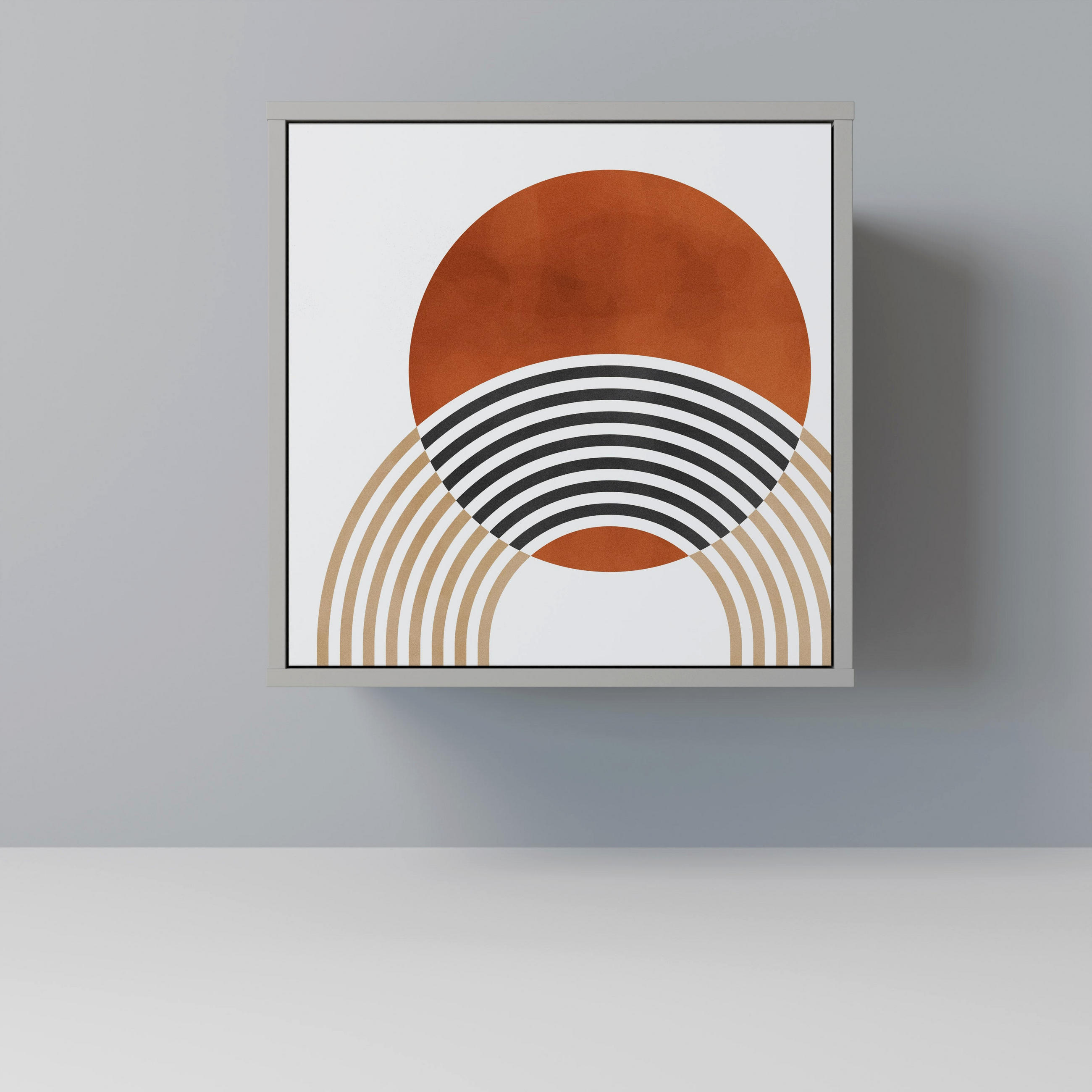 SIDEBOARD CIRCLE RHYTM, Grau, 57,5x42x57,5 cm, Ohne Füße - Multicolor/Grau, Holzwerkstoff (57.5/57.5/42cm) - SpaceRebels