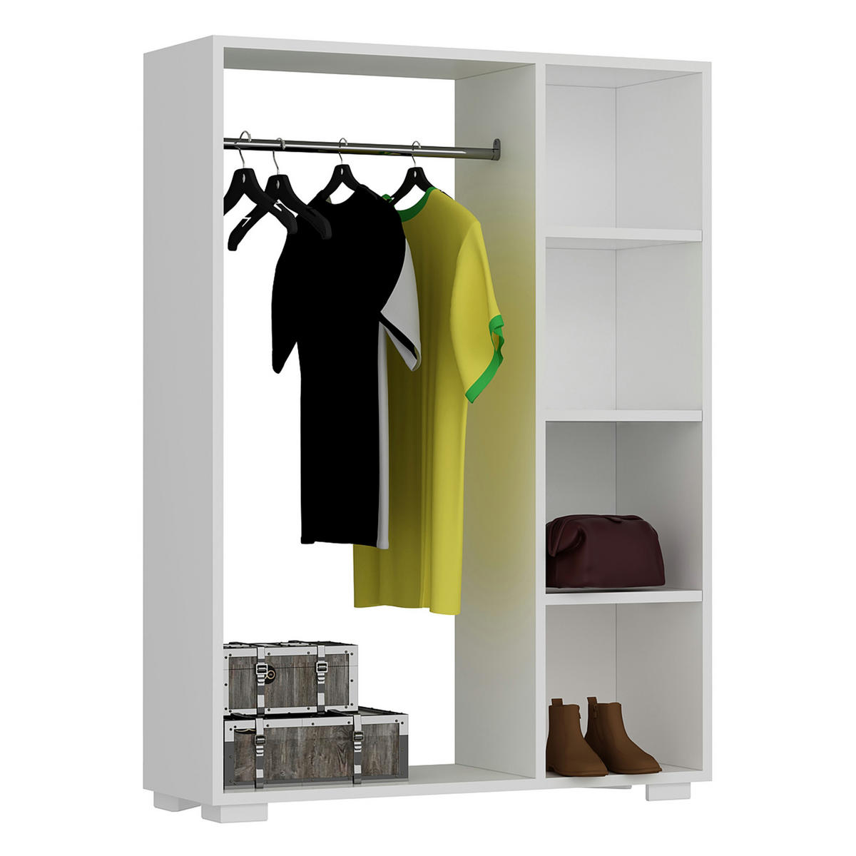 KLEIDERSCHRANK Nesbyen - Weiß, Holzwerkstoff/Kunststoff (90/126/30cm) - [en.casa]