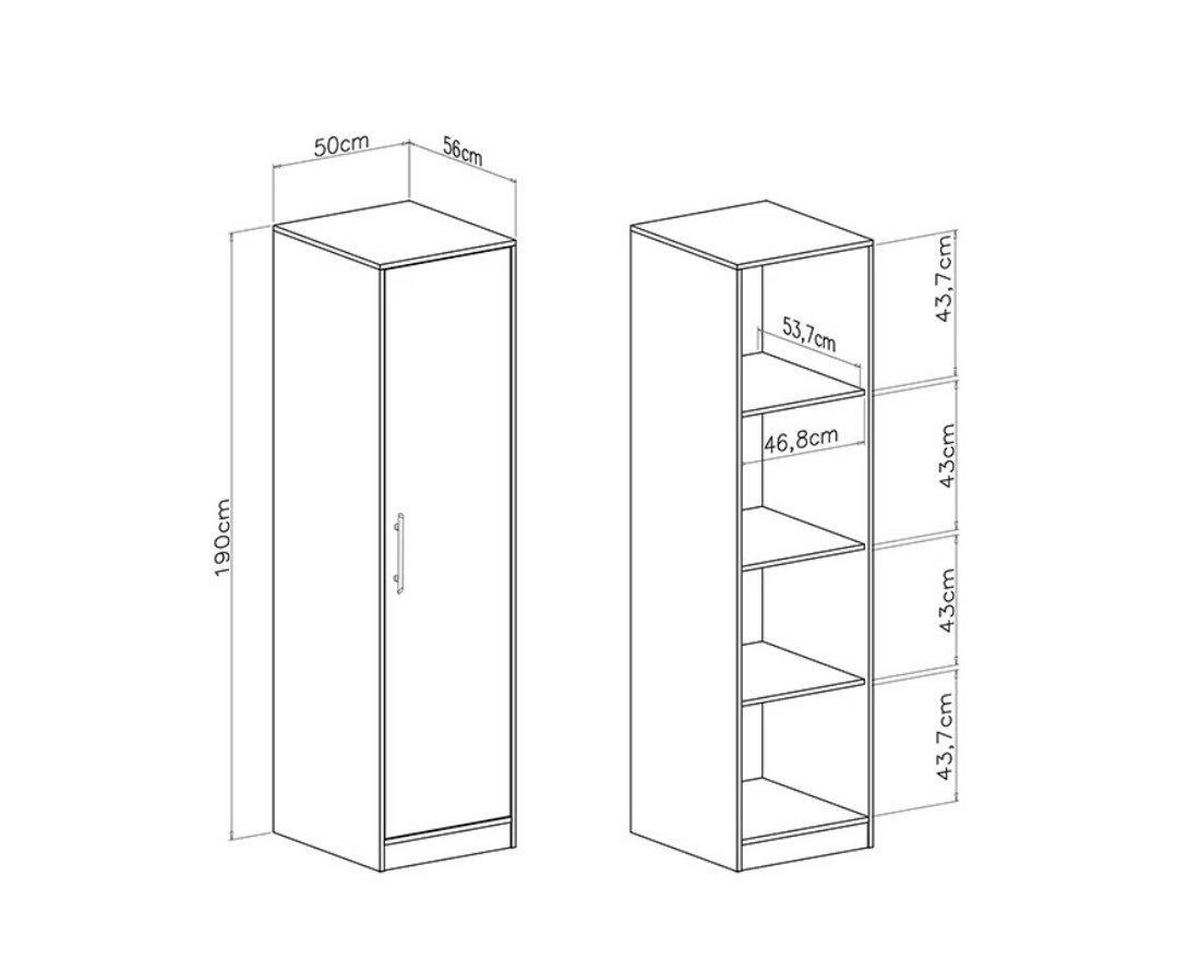 KLEIDERSCHRANK SAM SR5 50 / 190 / 56 cm Kaschmir - Kaschmir, Holzwerkstoff (50/190/56cm) - Deine Möbel 24