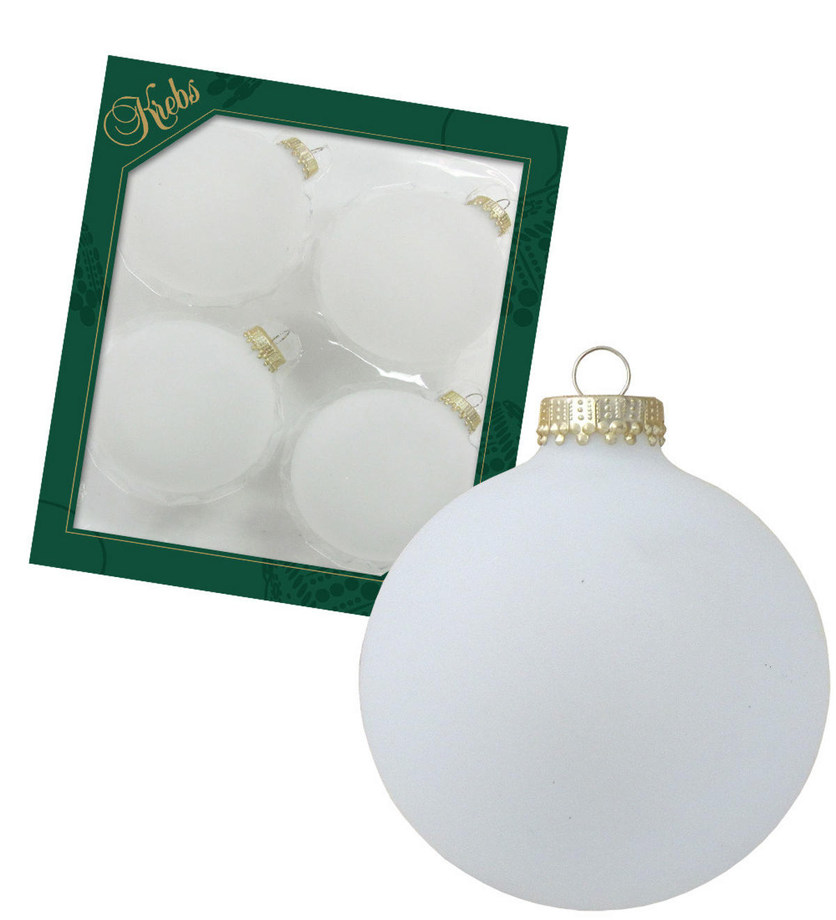 CHRISTBAUMKUGELN Uni-Design Mirella Weiß 8cm (Glas / 4 Stk.) - Weiß, Glas (8/8/8cm) - Krebs Glas Lauscha