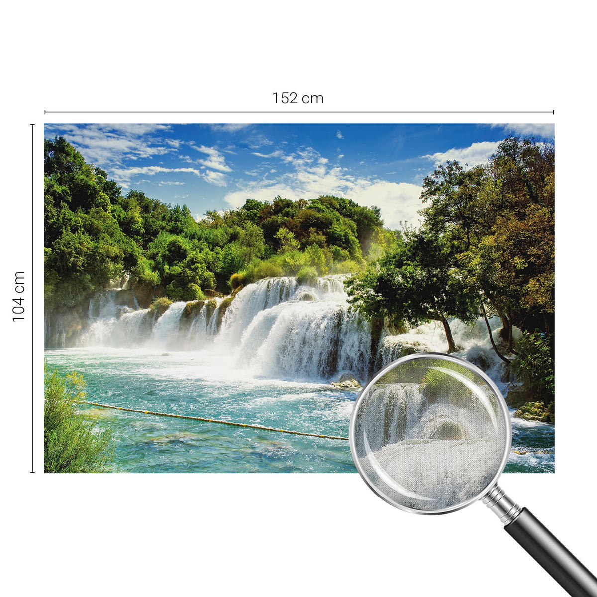 FOTOTAPETE 152x104 cm - Ein atemberaubender Wasserfall - Grün, Textil (152/104cm) - Wallfluent