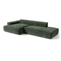 ECKSOFA (links) HANA Strickvelours Olivgrün 300cm - Olivgrün/Grün, Textil (300/155cm) - Premium Interiors