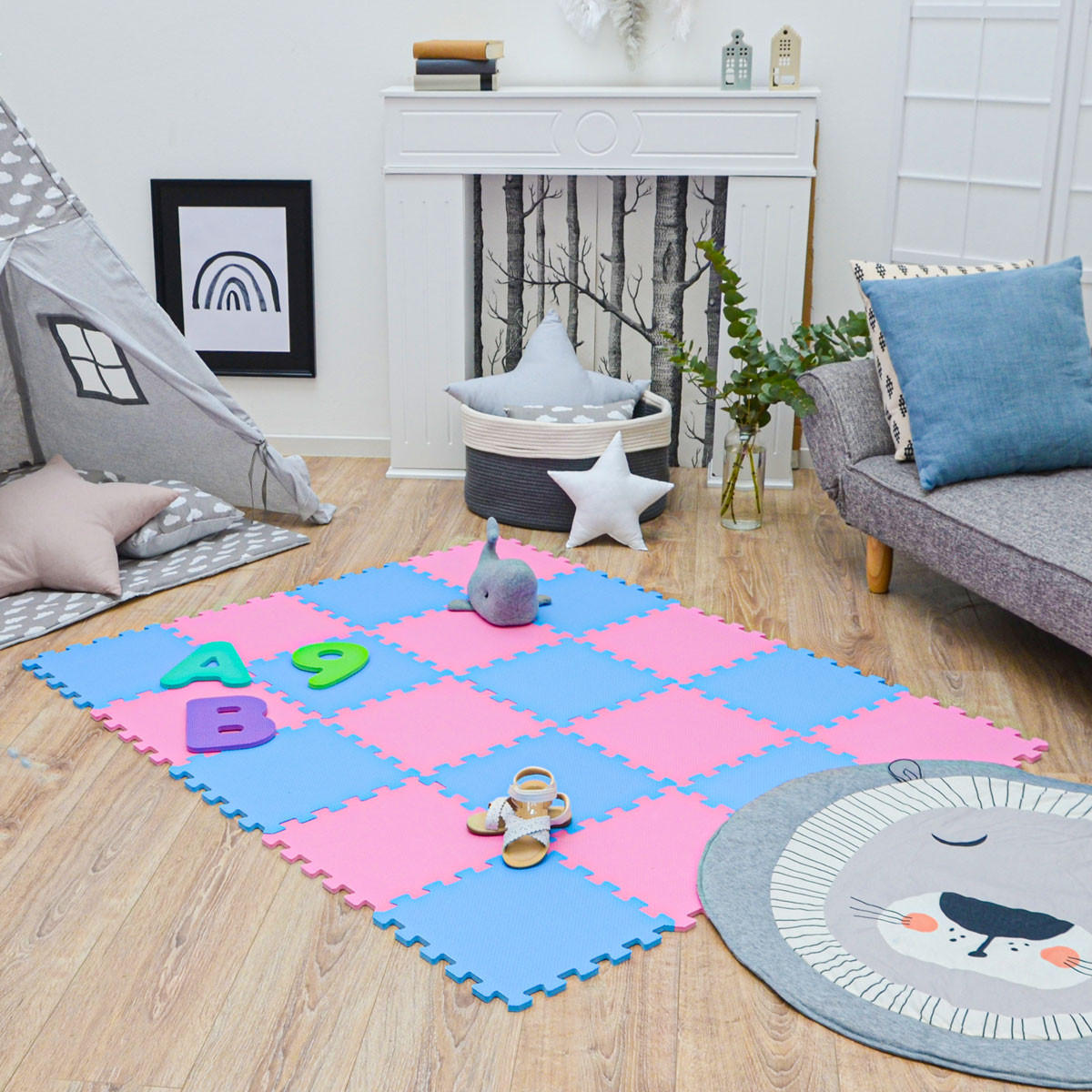 SPIELMATTE ab Null - 180/90/1 cm Puzzlematte Pink - Multicolor, Kunststoff (30/30cm) - Littletom