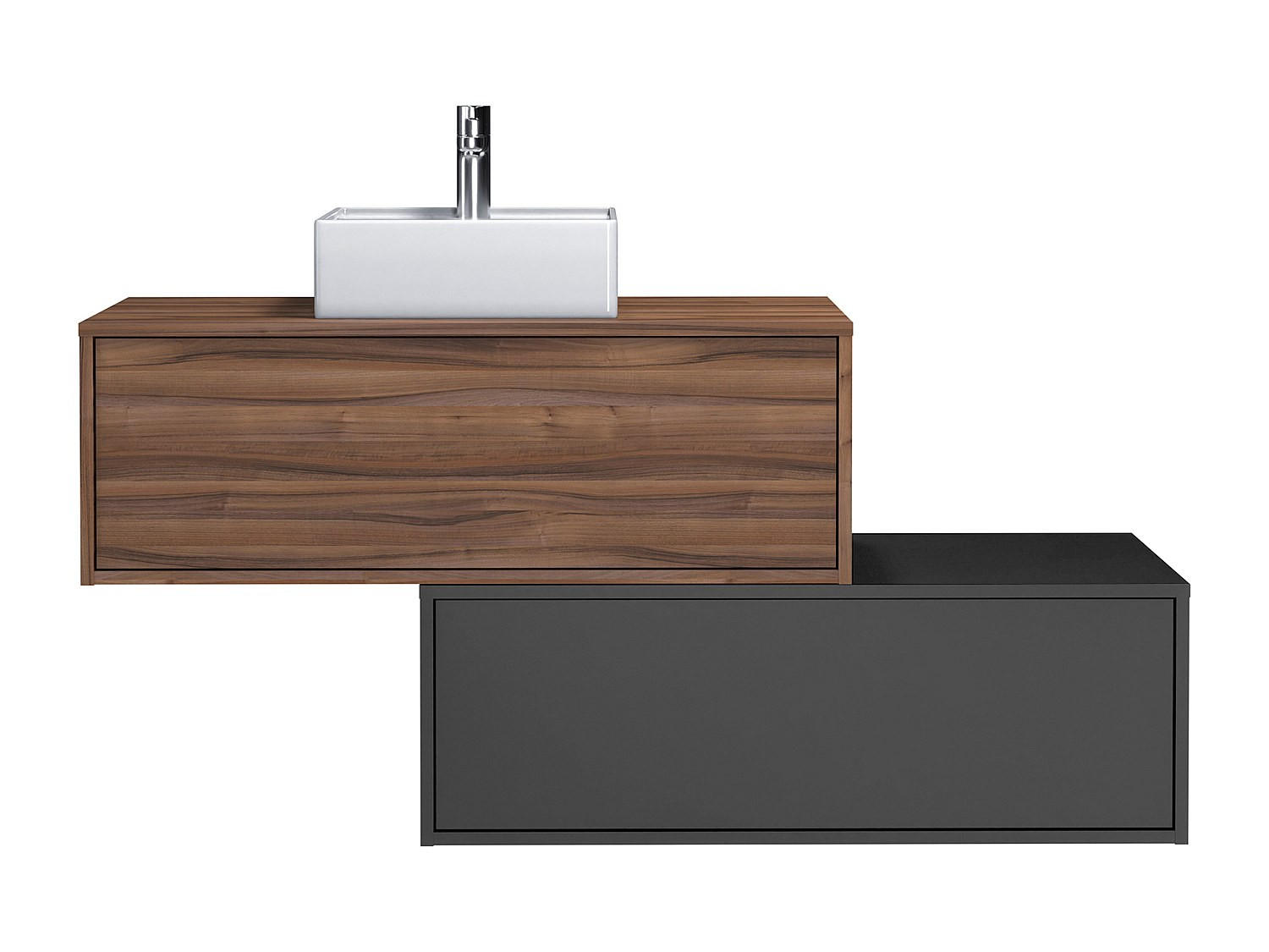 EINZELWASCHTISCH - 94cm x 47cm - Holzspan - anthrazitgrau, naturfarben dunkel - TEANA - Anthrazit, Holz (94/32/47cm) - Vente-Unique