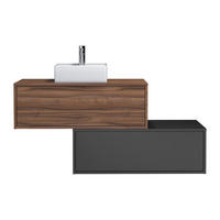 EINZELWASCHTISCH - 94cm x 47cm - Holzspan - anthrazitgrau, naturfarben dunkel - TEANA - Anthrazit, Holz (94/32/47cm) - Vente-Unique