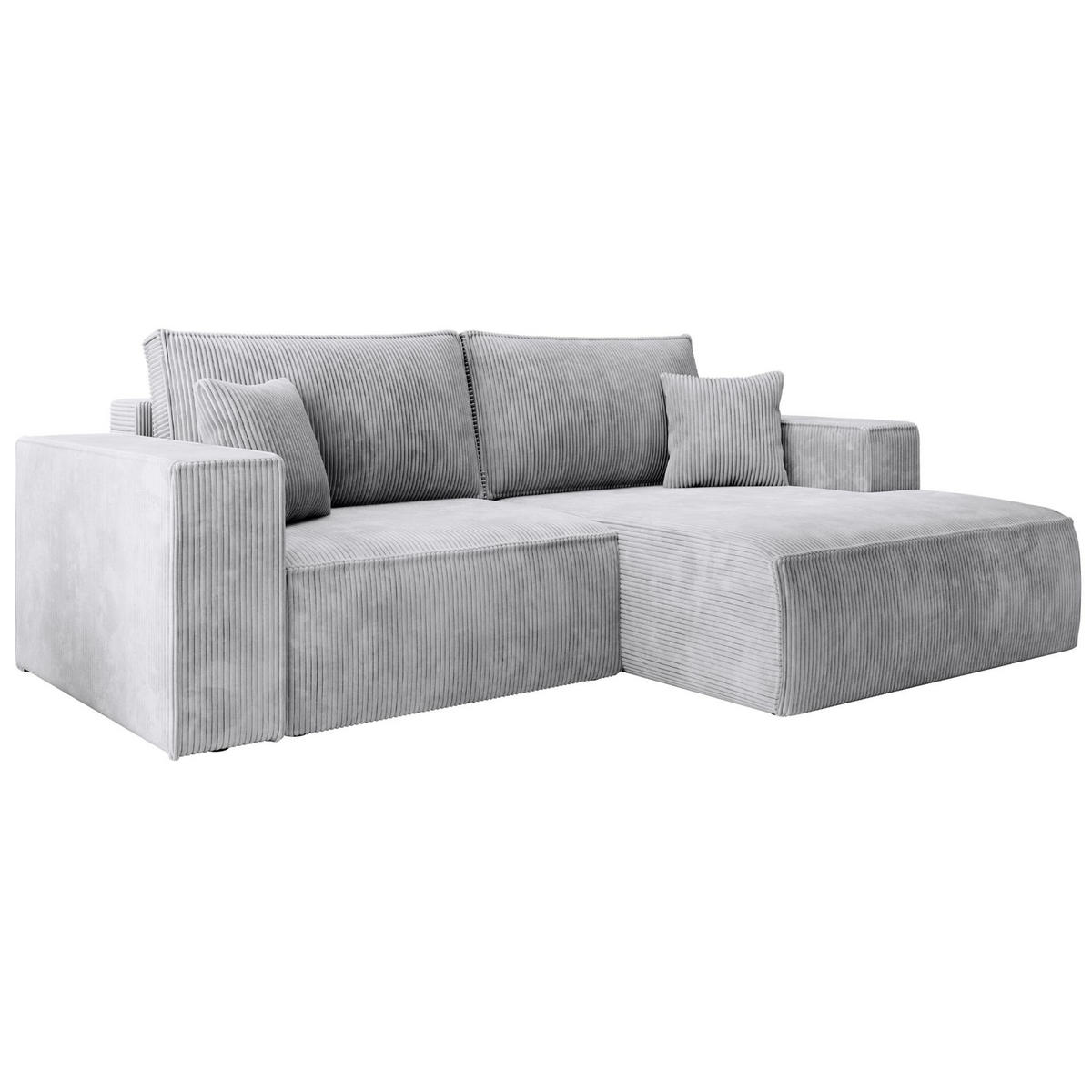 ECKSOFA Farese Mini mit Cordbezug Hellgrau, rechts - Hellgrau/Schwarz, Textil (167/240cm) - Selsey