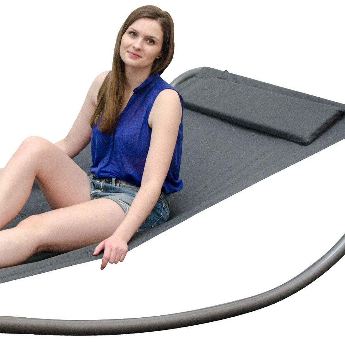 XXL-SCHAUKELLIEGE für 2 Personen bis 120kg, 200/130/32 cm, schwarz - Grau, Kunststoff (130/32/200cm) - Amanka