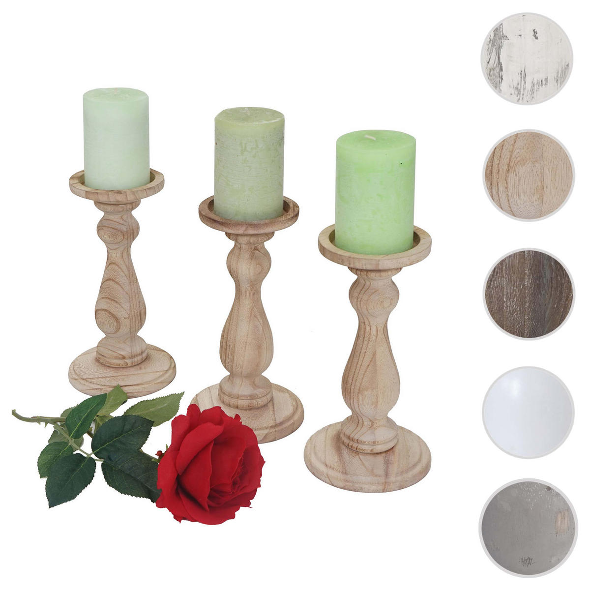 KERZENSTÄNDER 3ER-SET Beige - Beige, Holz (12/24/12cm) - MCW