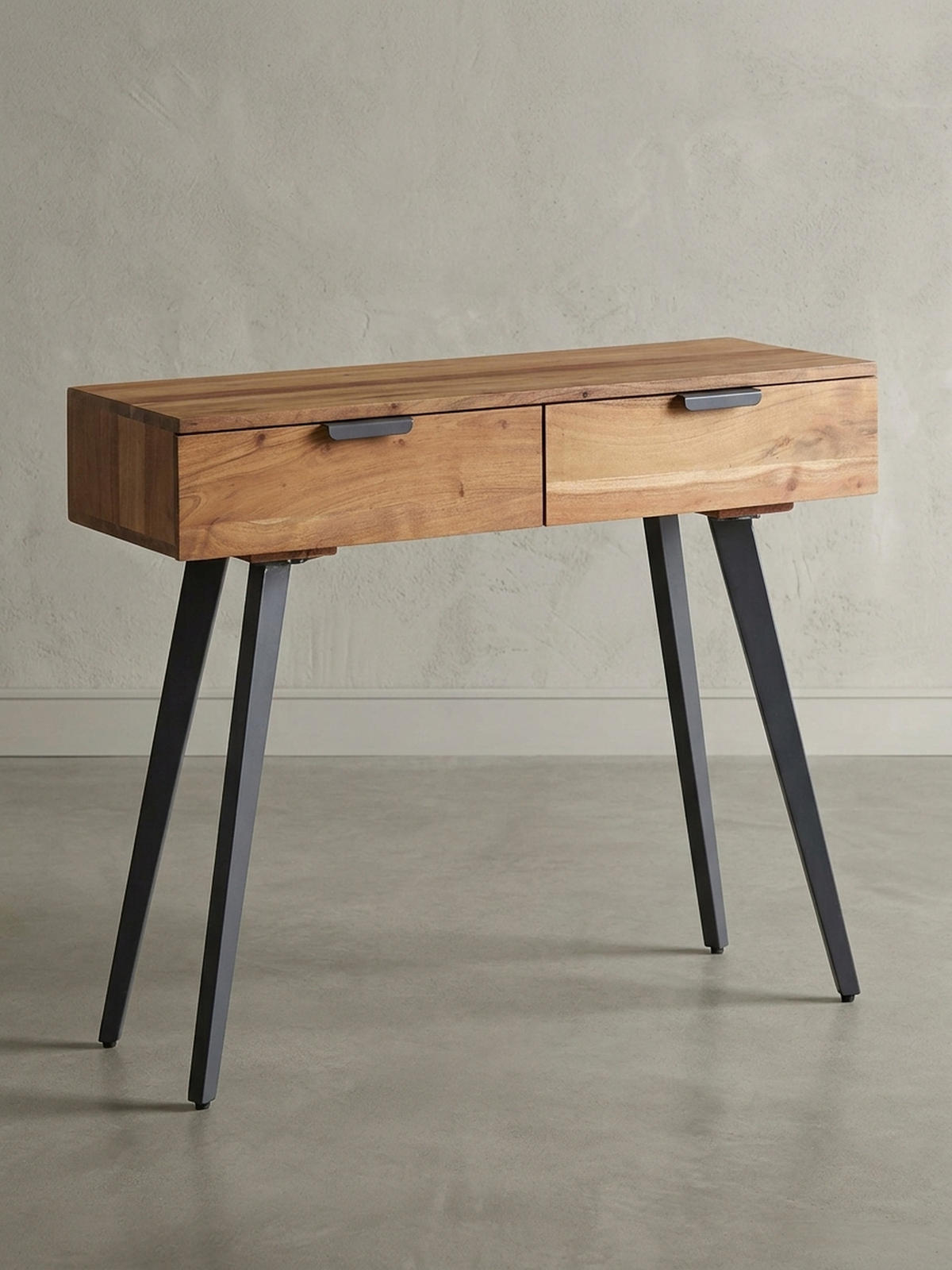 KONSOLENTISCH – Massivholz/Metall, 2 Schubladen, individuelles Design - Beige/Anthrazit, Holz/Metall (36/90/78cm) - KADIMA DESIGN