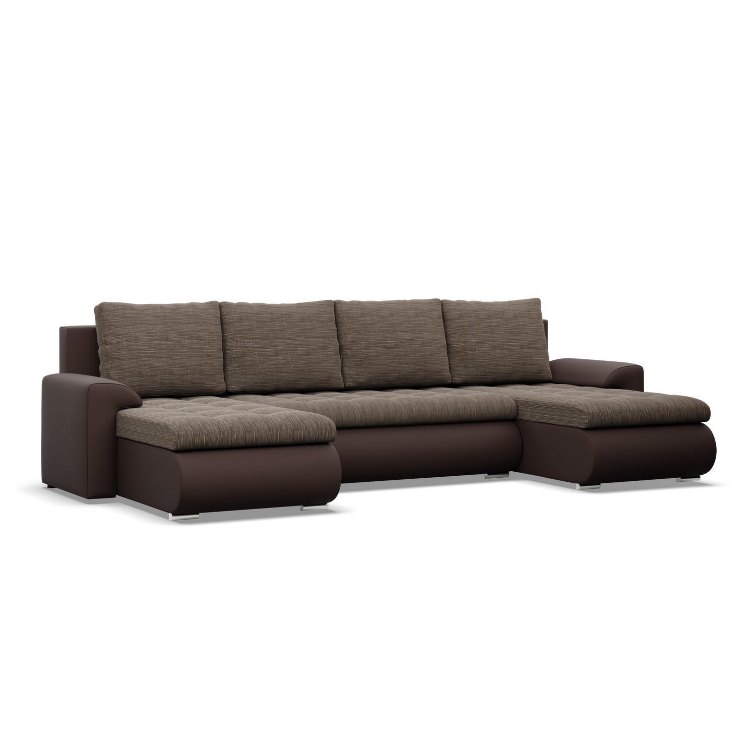 U-SOFA MIT SCHLAFFUNKTION FORESTA, Braun + Braun - Braun, Textil (302/89/159cm)