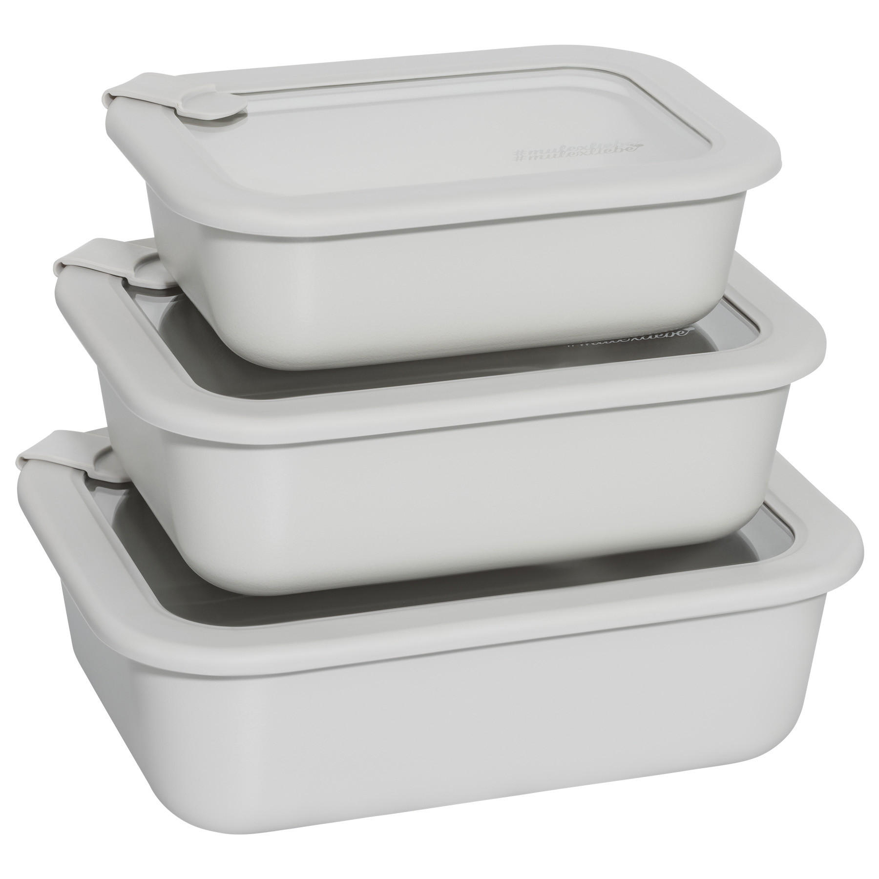 FRISCHHALTEDOSEN LUND Meal Cubes 3-er Set grau - Grau, Glas (24/18/19cm) - Mulex