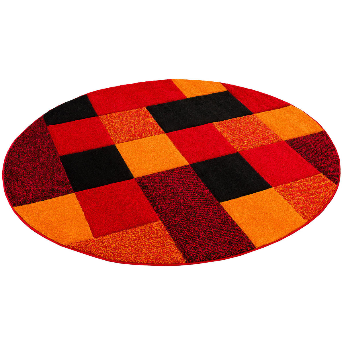 DESIGNER TEPPICH BRILLIANT KARO RUND - Rot/Orange, Textil (200/200cm) - Pergamon