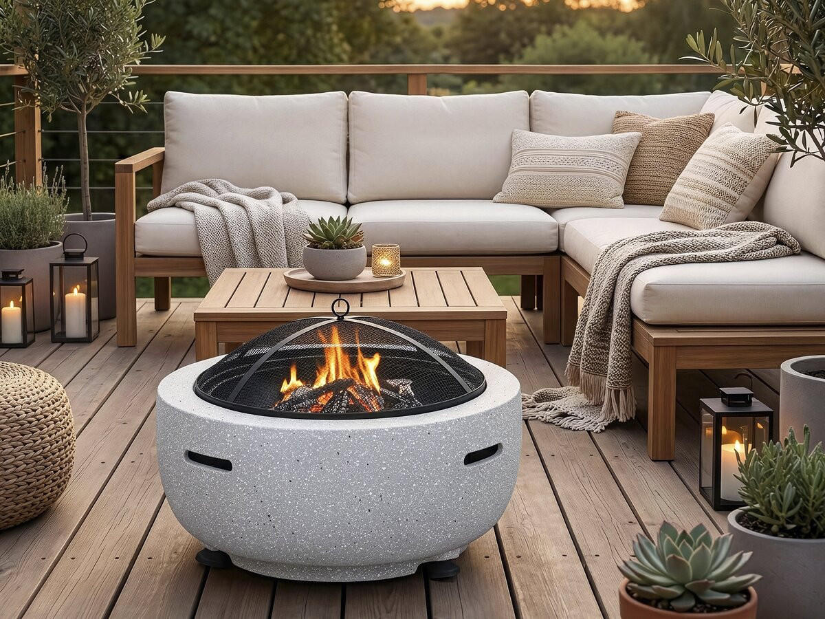 HOLZKOHLENGRILL volkan weiss - Schwarz, Metall (60/40/60cm) - Habitat Garten