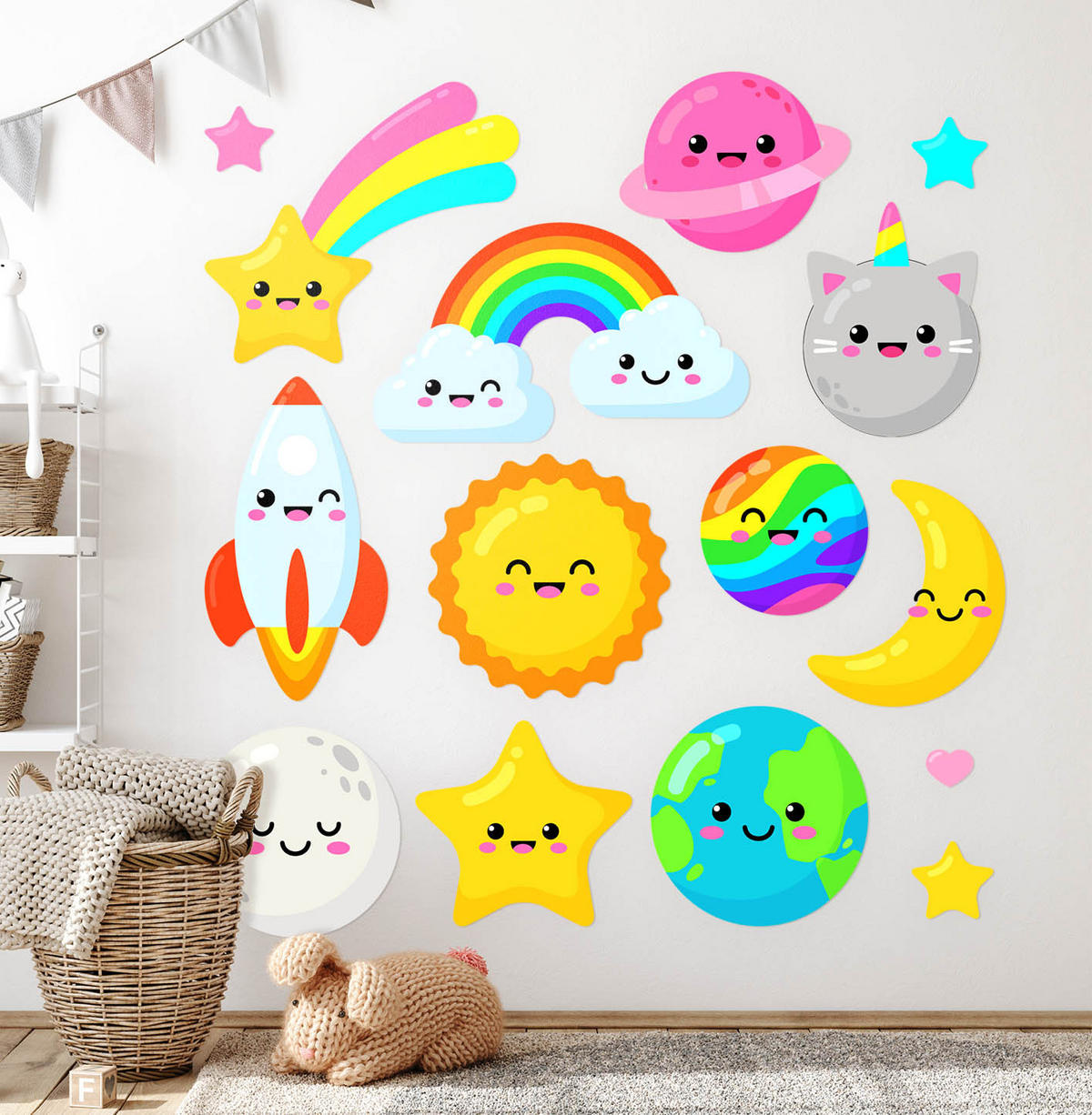 AUFKLEBER 130x218 cm Regenbogen Kosmos - Multicolor, Kunststoff (130/218/0.1cm) - TULUP