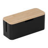 KABELBOX - Schwarz, Holz/Metall (13.5/34/14.5cm) - Relaxdays