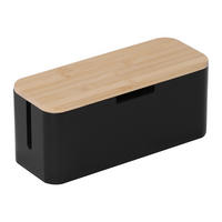 KABELBOX - Schwarz, Holz/Metall (13.5/34/14.5cm) - Relaxdays