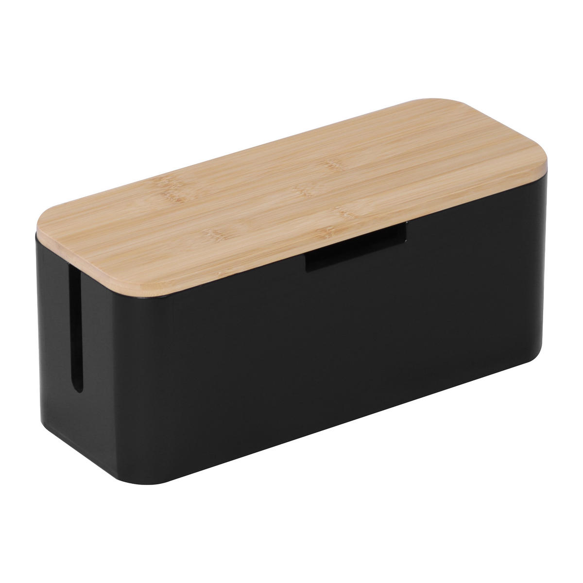 KABELBOX - Schwarz, Holz/Metall (13.5/34/14.5cm) - Relaxdays